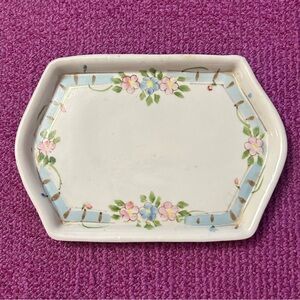 Antique 6” Trinket Dish Hand-Painted Floral Nippon Gloria L.W & Co.